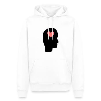 Profil de la tête Personnes Côté Symbole Coeur - Sweat à capuche Premium bio Homme - blanc - Devant - Nico (187cm)