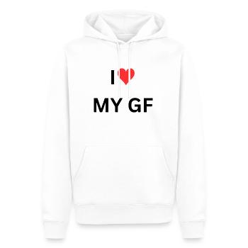 I love my Girlfriend - Männer Premium Bio Hoodie - Weiß - Vorne - Nico (187cm)