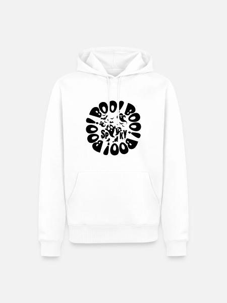 Halloween Petits fantômes et chauves-souris noir effrayant boo - Sweat à capuche Premium bio Homme - blanc