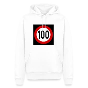 Geschwindigkeitsszeichen TempoLimit 100 Schild - Männer Premium Bio Hoodie - Weiß - Vorne - Nico (187cm)