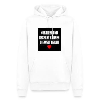 nur liebe und respekt können die welt heilen - Männer Premium Bio Hoodie - Weiß - Vorne - Nico (187cm)