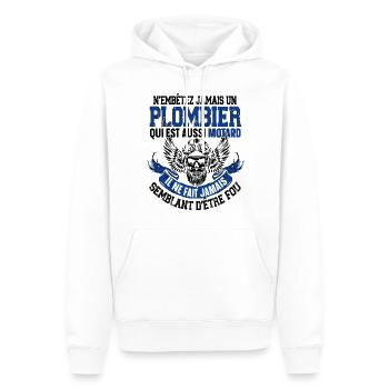 Motard Moto Plombier Cadeau Homme Bike Badass - Sweat à capuche Premium bio Homme - blanc - Devant - Nico (187cm)