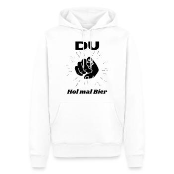 DU Hol mal Bier!!! - Männer Premium Bio Hoodie - Weiß - Vorne - Nico (187cm)