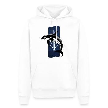 Ocean Monarch: Majestätischer Schwertwal - Männer Premium Bio Hoodie - Weiß - Vorne - Nico (187cm)