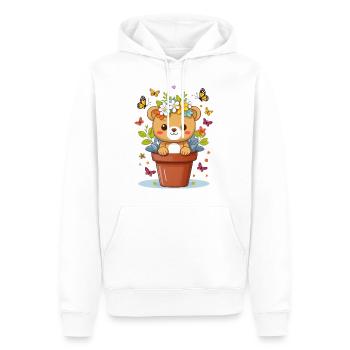 Ours en peluche mignon dans un pot de fleurs - Sweat à capuche Premium bio Homme - blanc - Devant - Nico (187cm)