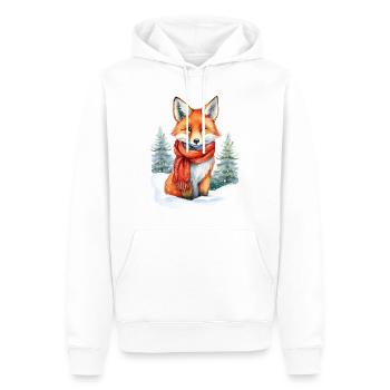 A fox with a scarf in the snow - Men’s Premium Organic Hoodie - white - Front - Nico (187cm)