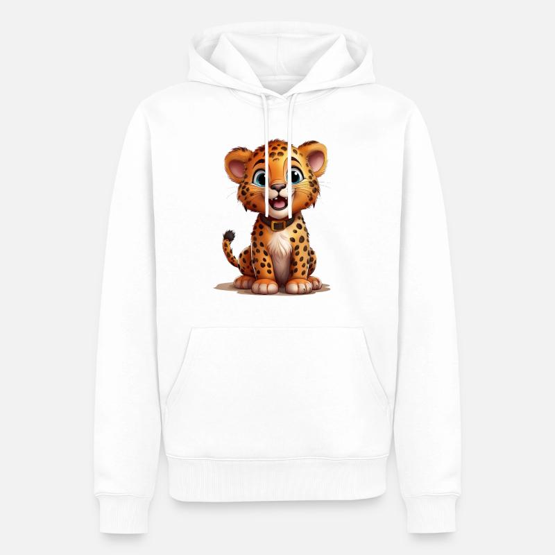 Niedlicher Leopard - Männer Premium Bio Hoodie - Weiß