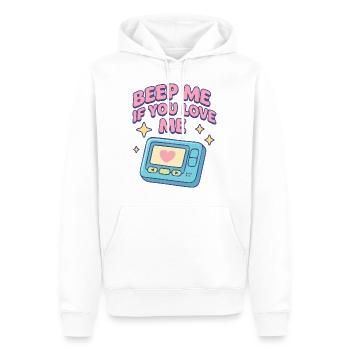 Bip-moi si tu m’aimes - Sweat à capuche Premium bio Homme - blanc - Devant - Nico (187cm)