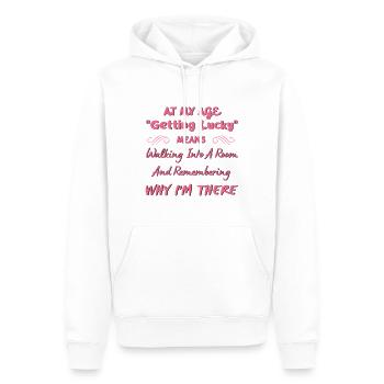 In meinem Alter bedeutet "Glück haben" ... Alternder Humor - Männer Premium Bio Hoodie - Weiß - Vorne - Nico (187cm)