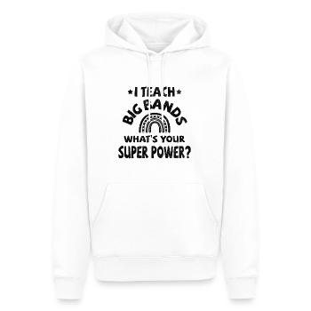 J’enseigne aux Big Bands, quel est votre super pouvoir ? - Sweat à capuche Premium bio Homme - blanc - Devant - Nico (187cm)