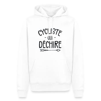 Cycliste Qui Déchire - Sweat à capuche Premium bio Homme - blanc - Devant - Nico (187cm)
