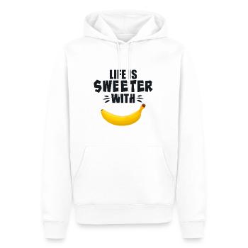 Life Is Sweeter With Banana - Men’s Premium Organic Hoodie - white - Front - Nico (187cm)