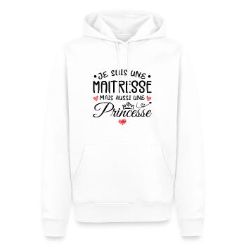 Je Suis Une Maitresse, Mais Aussi Une Princesse - Sweat à capuche Premium bio Homme - blanc - Devant - Nico (187cm)