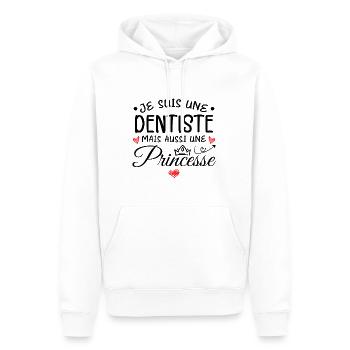 Je Suis Une Dentiste, Mais Aussi Une Princesse - Sweat à capuche Premium bio Homme - blanc - Devant - Nico (187cm)