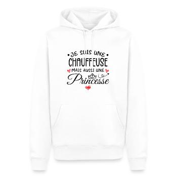 Je Suis Une Chauffeuse, Mais Aussi Une Princesse - Sweat à capuche Premium bio Homme - blanc - Devant - Nico (187cm)