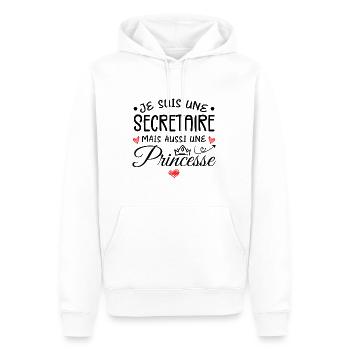 Je Suis Une Secrétaire, Mais Aussi Une Princesse - Sweat à capuche Premium bio Homme - blanc - Devant - Nico (187cm)