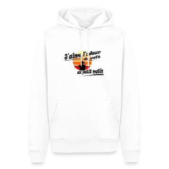 T-shirt café mug Café au petit matin - Sweat à capuche Premium bio Homme - blanc - Devant - Nico (187cm)