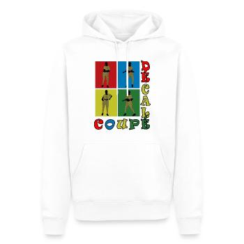 Offbeat women's kente cut - Men’s Premium Organic Hoodie - white - Front - Nico (187cm)