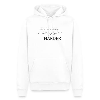 BDSM - my save word ist harder - Männer Premium Bio Hoodie - Weiß - Vorne - Nico (187cm)