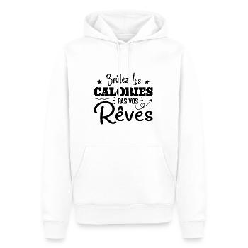 Brûlez Les Calories, Pas Vos Rêves - Sweat à capuche Premium bio Homme - blanc - Devant - Nico (187cm)