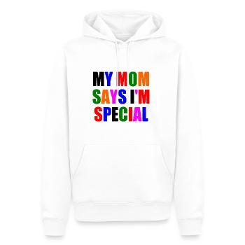 my mom says im special - Männer Premium Bio Hoodie - Weiß - Vorne - Nico (187cm)