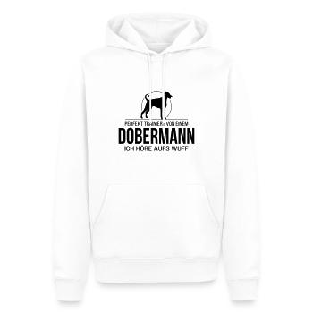 DOBERMANN wuff - Männer Premium Bio Hoodie - Weiß - Vorne - Nico (187cm)
