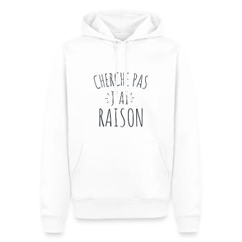 cherche pas j'ai raison - Sweat à capuche Premium bio Homme - blanc - Devant - Nico (187cm)