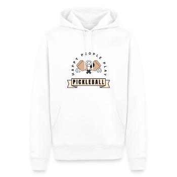 Glückliche Menschen spielen Pickleball-Paddle-Sportliebhaber - Männer Premium Bio Hoodie - Weiß - Vorne - Nico (187cm)