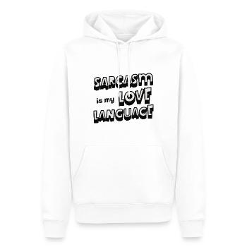 Sarcasm Is My Love Language Funny Sarcastic Quote - Men’s Premium Organic Hoodie - white - Front - Nico (187cm)