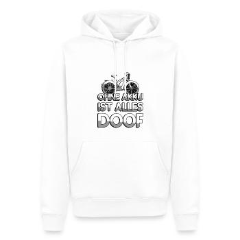 OHNE AKKU IST ALLES DOOF + E-Bike - E-Bike - Männer Premium Bio Hoodie - Weiß - Vorne - Nico (187cm)