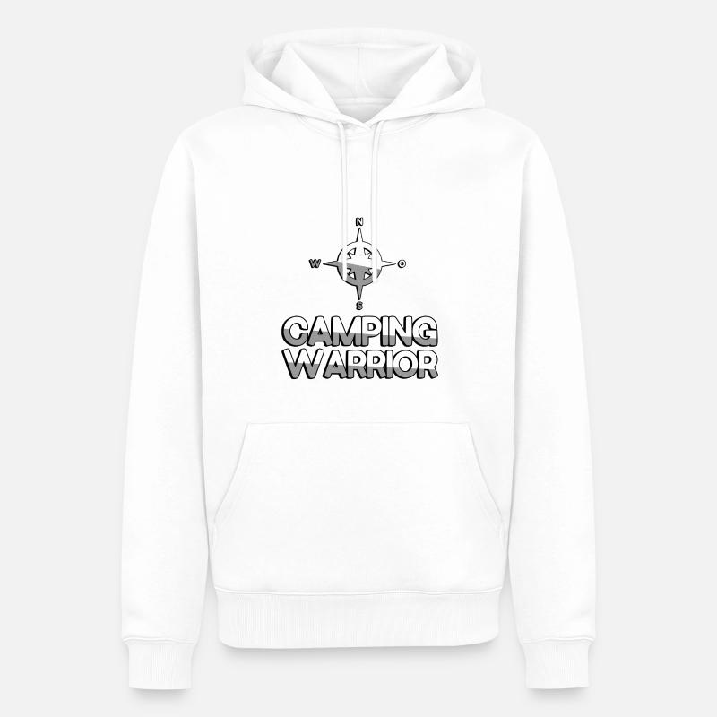 CAMPING WARRIOR + Boussole - Camping - Sweat à capuche Premium bio Homme - blanc