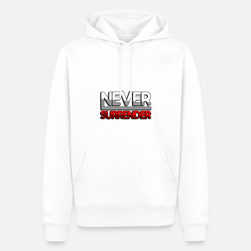 NEVER SURRENDER (Rot) - Gaming - Männer Premium Bio Hoodie - Weiß