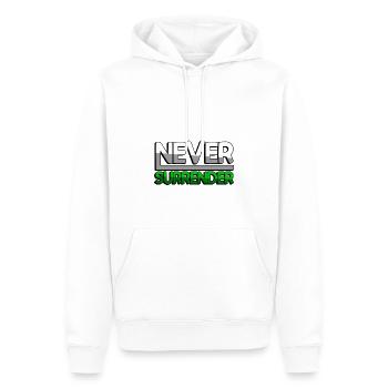 NEVER SURRENDER (Green) - Gaming - Men’s Premium Organic Hoodie - white - Front - Nico (187cm)