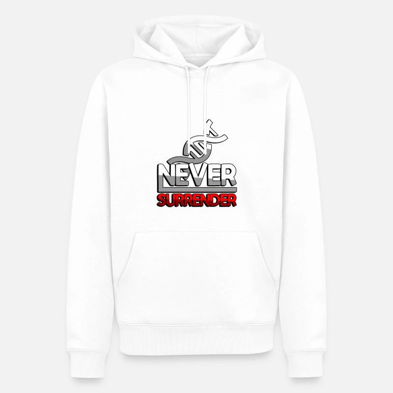 NEVER SURRENDER (Rouge) + ADN - Jeux - Sweat à capuche Premium bio Homme - blanc