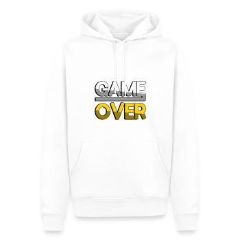 GAME OVER (Gelb) - Gaming - Männer Premium Bio Hoodie - Weiß - Vorne - Nico (187cm)