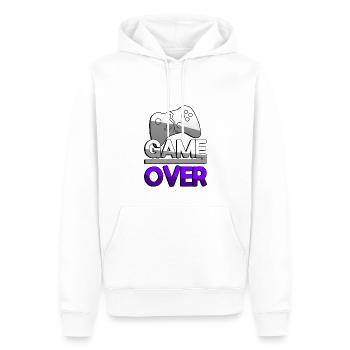 GAME OVER (Violet) + Contrôleur - Jeux - Sweat à capuche Premium bio Homme - blanc - Devant - Nico (187cm)
