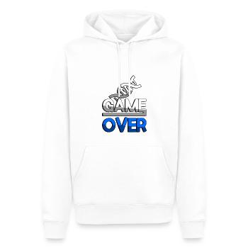 GAME OVER (Blau) + DNA - Gaming - Männer Premium Bio Hoodie - Weiß - Vorne - Nico (187cm)