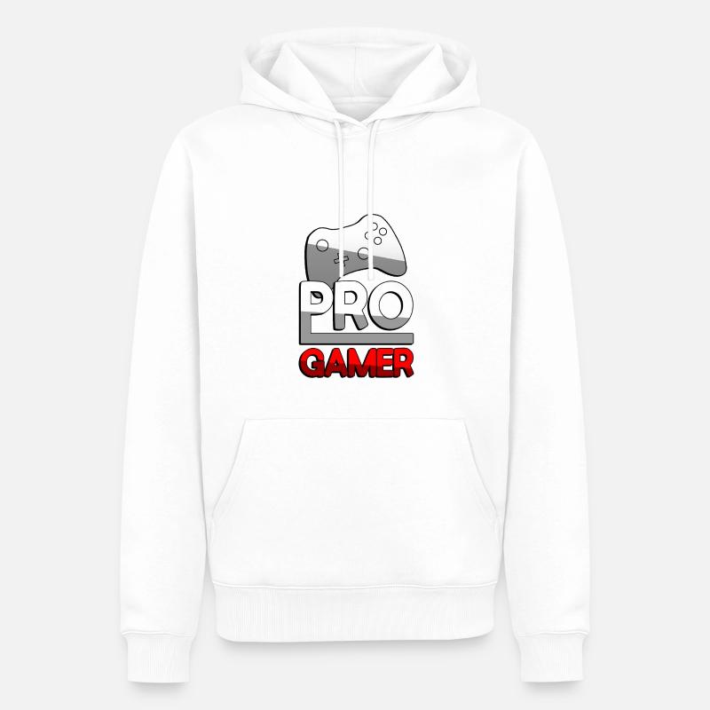 PRO GAMER (Rot) + Controller - Gaming - Männer Premium Bio Hoodie - Weiß
