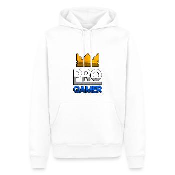 PRO GAMER (Blau) + King Crown - Gaming - Männer Premium Bio Hoodie - Weiß - Vorne - Nico (187cm)