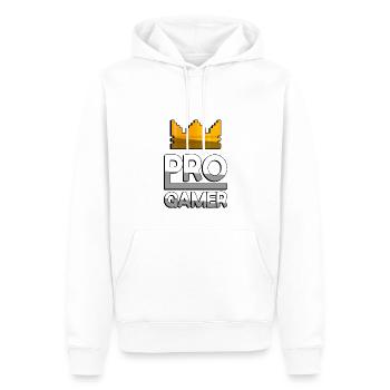 PRO GAMER (Weiß) + King Crown - Gaming - Männer Premium Bio Hoodie - Weiß - Vorne - Nico (187cm)