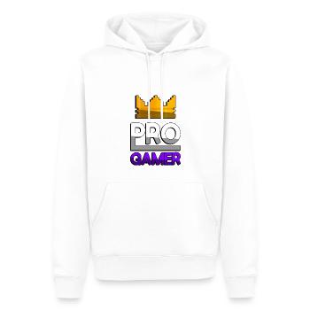 PRO GAMER (Lila) + King Crown - Gaming - Männer Premium Bio Hoodie - Weiß - Vorne - Nico (187cm)