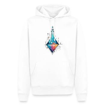 Harmonische Geometrie vereint sich mit Farbspiel - Männer Premium Bio Hoodie - Weiß - Vorne - Nico (187cm)