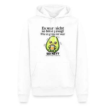 Es war nicht so gesagt - Männer Premium Bio Hoodie - Weiß - Vorne - Nico (187cm)