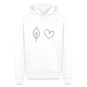 Coeur Feuille Symbole Nature - Sweat à capuche Premium bio Homme - blanc - Devant - Nico (187cm)