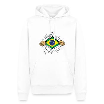 Brésil Drapeau Brésilien Drapeau Amérique du Sud - Sweat à capuche Premium bio Homme - blanc - Devant - Nico (187cm)