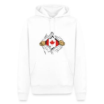 Drapeau du Canada Feuille d’érable Drapeau canadien Canada - Sweat à capuche Premium bio Homme - blanc - Devant - Nico (187cm)