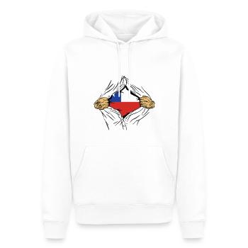 Chili Drapeau Amérique du Sud Drapeau Chili Vintage - Sweat à capuche Premium bio Homme - blanc - Devant - Nico (187cm)
