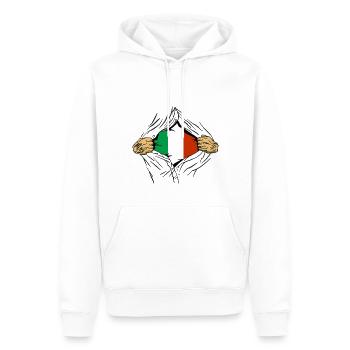 Italie Drapeau Vintage Drapeau Italien Occasion Look - Sweat à capuche Premium bio Homme - blanc - Devant - Nico (187cm)