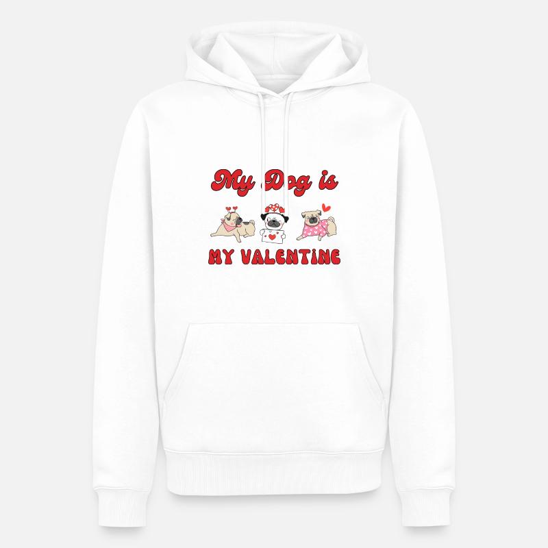 Mon chien est mon Valentin - Sweat à capuche Premium bio Homme - blanc