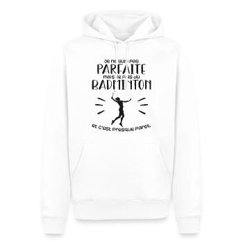 Ich bin nicht perfekt, aber ich spiele Badminton - Männer Premium Bio Hoodie - Weiß - Vorne - Nico (187cm)